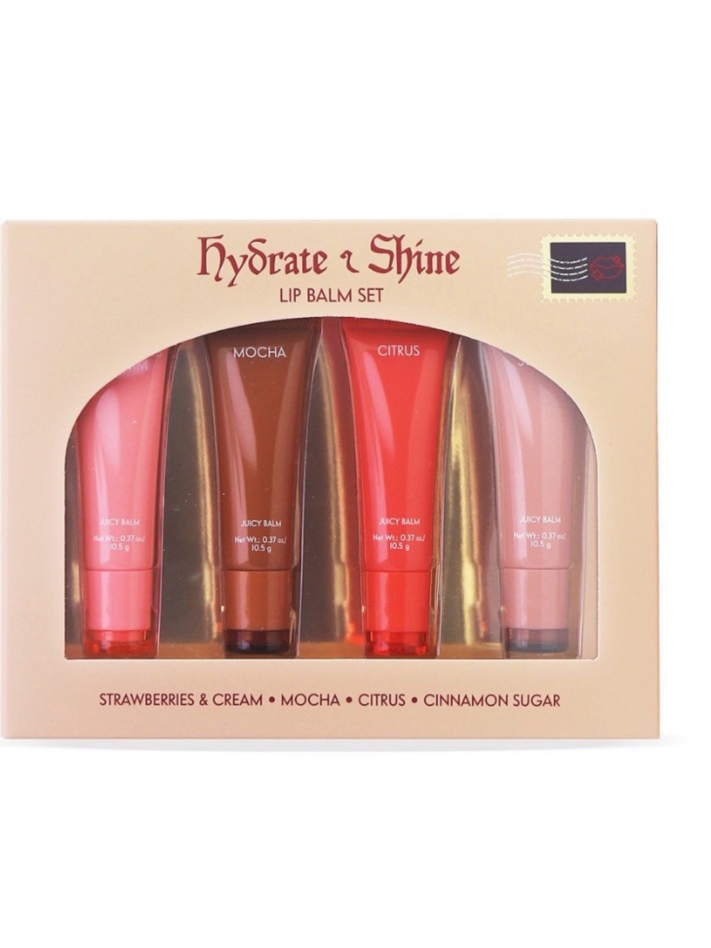 BNWT MACYS EXCLUSIVE HYDRATING & SHINE 4 PC LIP BALM SET HAS PINK & NUDE COLORS - Picture 1 of 6